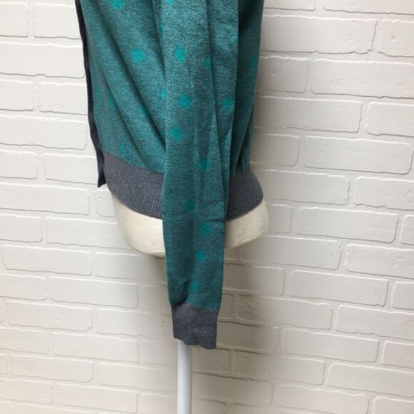 NWT Cabi Teal & Gray Polka Dot Button Front Cardigan Sweater Sz S - Picture 6 of 12